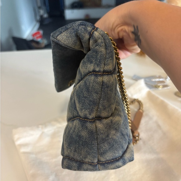 Saint Laurent Blue and Gold Quilted Shoulder Bag - Picture 7 of 15